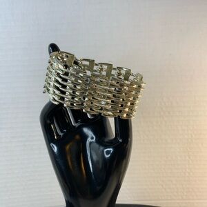 Vintage signed Coro Pegasus silver-tone 1.25” wide bracelet